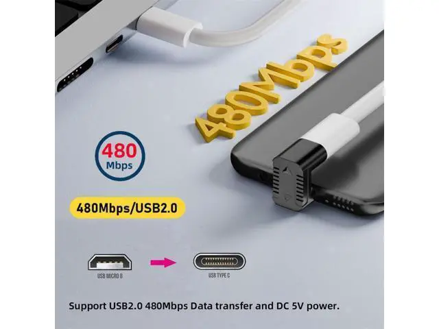 Alt view image 4 of 7 - 90/360 Degree Angled USB-C to Micro USB Adapter 4 Pack USB2.0 Type C Female to Micro USB Male Power Data Adapter(Right & Left &Up & Down) for Phone Tablet