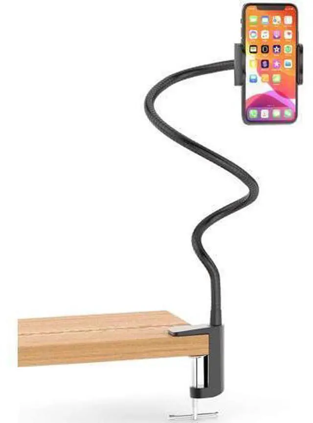 Main image of Stainless Steel Gooseneck Cell Phone Holder, Universal 360° Flexible Mobile Phone Stand | Lazy Arm Holder Clamp Mount Bracket Bed Dock for 11 Pro Max Xs X XR 8 Plus S20 S10 Note 20 Note 10