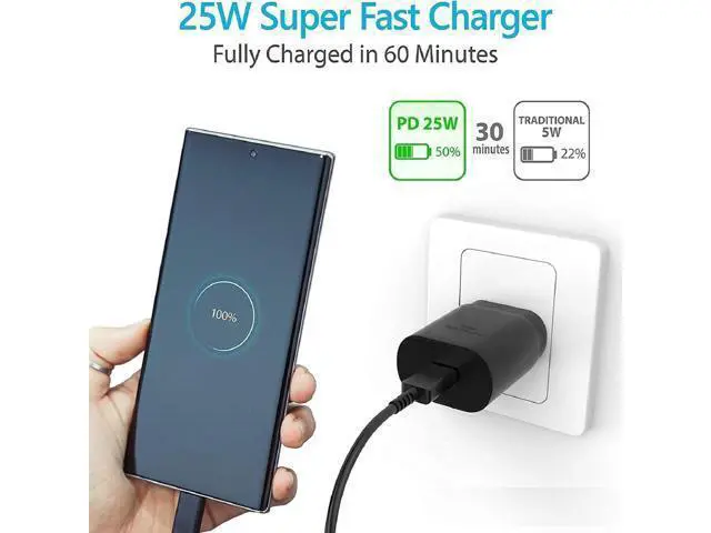 Alt view image 2 of 7 - for Samsung Charger Fast Charging Cord 2-Pack Type C Fast Charger 25W USB C Charger Compatible with Samsung Galaxy A16 A15 A55 C55 S25 S25+ S24 S23 S22 S21 S20 Plus/Ultra/FE/Z Fold/Z Flip/Galaxy Tab