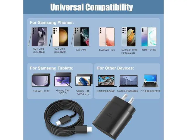 Alt view image 6 of 7 - for Samsung Charger Fast Charging Cord 2-Pack Type C Fast Charger 25W USB C Charger Compatible with Samsung Galaxy A16 A15 A55 C55 S25 S25+ S24 S23 S22 S21 S20 Plus/Ultra/FE/Z Fold/Z Flip/Galaxy Tab