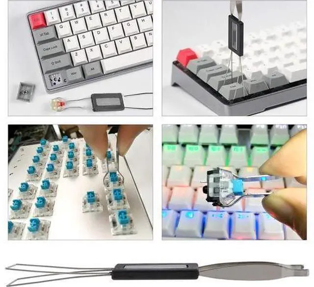 Alt view image 6 of 7 - Black Keycaps Pullers 2 in 1 Design Key Cap & Key Axis Remover for Mechanical Keyboard Removing Fixing Tool Pack of 2