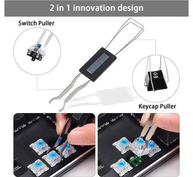 Alt view image 4 of 7 - Black Keycaps Pullers 2 in 1 Design Key Cap & Key Axis Remover for Mechanical Keyboard Removing Fixing Tool Pack of 2