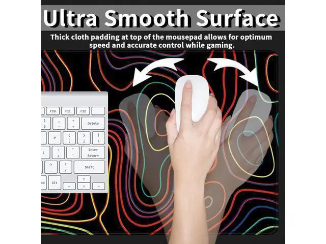 Alt view image 3 of 7 - Extended Mouse Pad with Stitched Edges Extra Large Gaming Mousepads with Non-Slip Rubber Base and Micro-Weave Cloth Desk Mat for Gamer Office Home(35.4x15.7 inch Topographic Map Colorful)