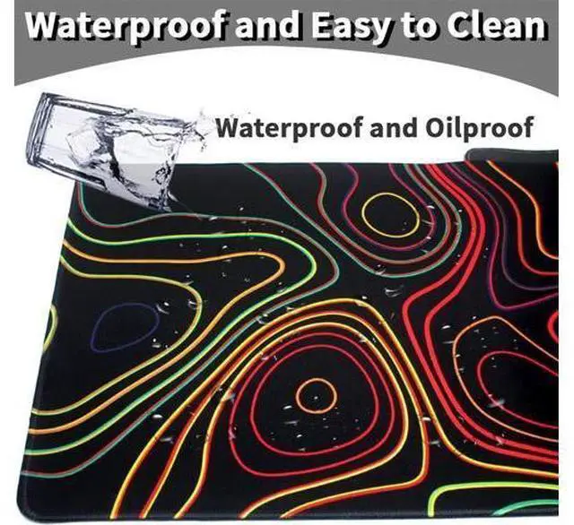 Alt view image 6 of 7 - Extended Mouse Pad with Stitched Edges Extra Large Gaming Mousepads with Non-Slip Rubber Base and Micro-Weave Cloth Desk Mat for Gamer Office Home(35.4x15.7 inch Topographic Map Colorful)