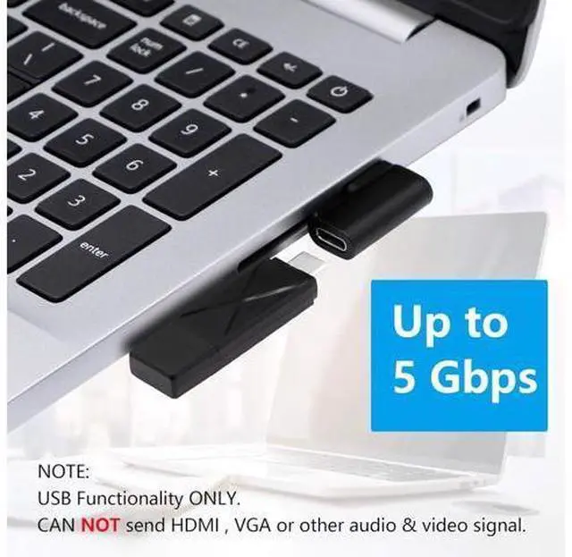 Alt view image 4 of 7 - 90 Degree USB C to USB A Adapter Right Angle & Left Angle USB A 3.0 Male to USB Type C 3.1 Female Connector for Laptops Wall Chargers Power Banks(2-Pack)