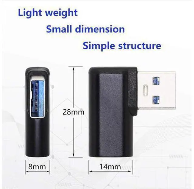 Alt view image 6 of 7 - 90 Degree USB C to USB A Adapter Right Angle & Left Angle USB A 3.0 Male to USB Type C 3.1 Female Connector for Laptops Wall Chargers Power Banks(2-Pack)