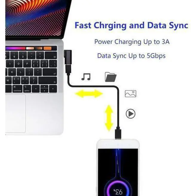 Alt view image 5 of 7 - 90 Degree USB C to USB A Adapter Right Angle & Left Angle USB A 3.0 Male to USB Type C 3.1 Female Connector for Laptops Wall Chargers Power Banks(2-Pack)