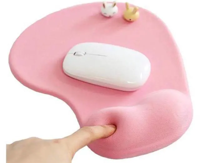 Main image of Office Mousepad with Gel Wrist Support - Ergonomic Gaming Desktop Mouse Pad Wrist Rest - Design Gamepad Mat Rubber Base for Laptop Computer -Silicone Non-Slip Special-Textured Surface (01Pink)