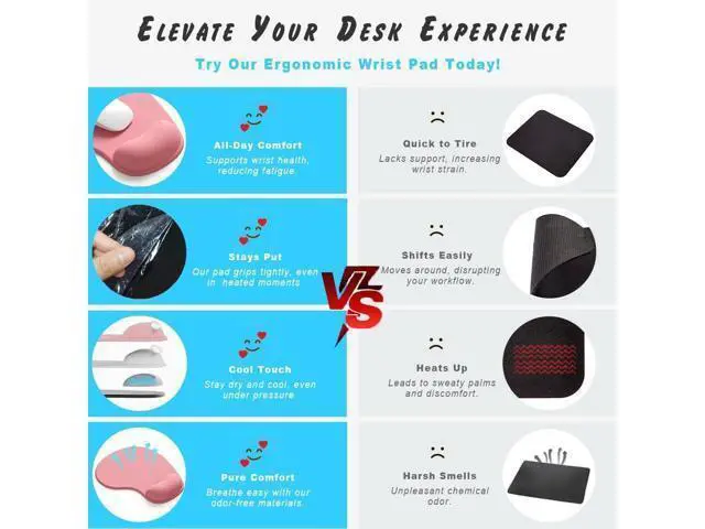 Alt view image 6 of 7 - Office Mousepad with Gel Wrist Support - Ergonomic Gaming Desktop Mouse Pad Wrist Rest - Design Gamepad Mat Rubber Base for Laptop Computer -Silicone Non-Slip Special-Textured Surface (01Pink)