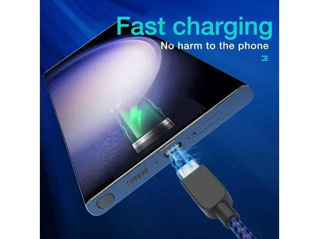 Alt view image 3 of 7 - USB Type C Cable 5pack (3/3/6/6/10FT) Fast Charging 3.1A Quick Charge USB A to USB Type C Charger Cord for Galaxy S20 S10 S9 S8 A73 A51 A13 Note 20 10 LG G8 G7 Controller-Blue