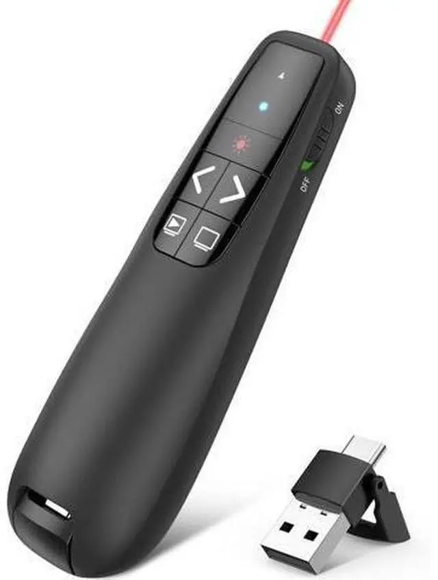 Main image of Wireless Presenter Remote Presentation Clicker 2-in 1 USB Type C Clicker for PowerPoint Presentations Pointer Slide Advancer for Mac Laptop PC Computer Keynote