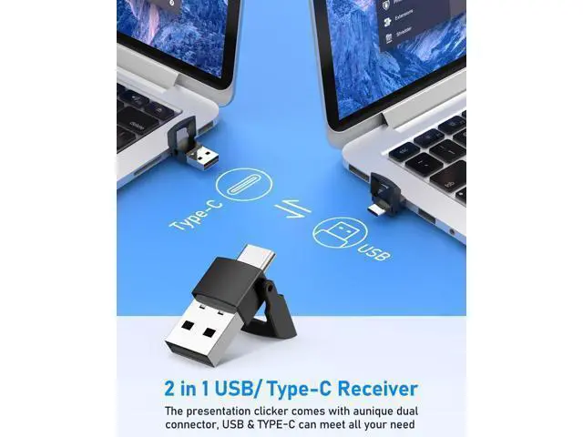 Alt view image 2 of 7 - Wireless Presenter Remote Presentation Clicker 2-in 1 USB Type C Clicker for PowerPoint Presentations Pointer Slide Advancer for Mac Laptop PC Computer Keynote
