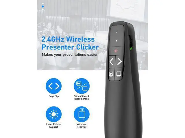 Alt view image 3 of 7 - Wireless Presenter Remote Presentation Clicker 2-in 1 USB Type C Clicker for PowerPoint Presentations Pointer Slide Advancer for Mac Laptop PC Computer Keynote