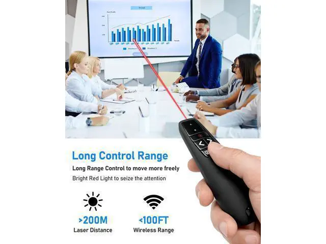 Alt view image 4 of 7 - Wireless Presenter Remote Presentation Clicker 2-in 1 USB Type C Clicker for PowerPoint Presentations Pointer Slide Advancer for Mac Laptop PC Computer Keynote