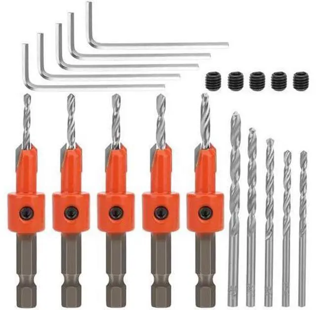 Main image of NSI 15Pcs Countersink Sink Drill Bit for Wood - with hex key and Replaceable drill bits,for woodworking, plastic, drill holes