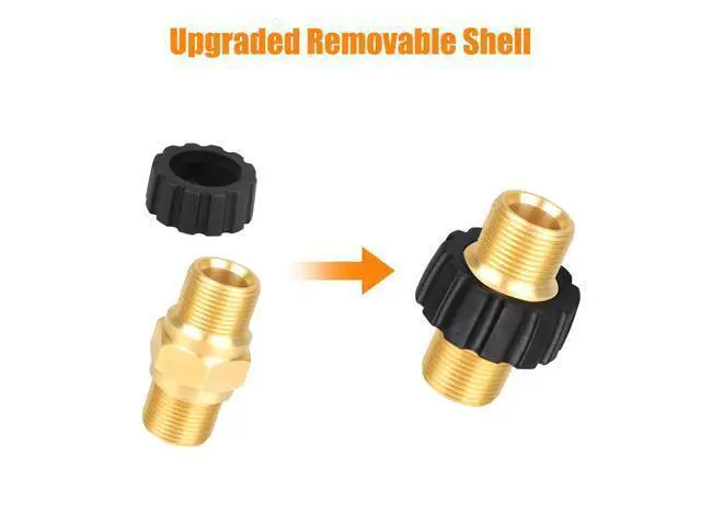 Alt view image 2 of 7 - NSI 2Pcs Pressure Washer Adapter - M22-14mm Male Fitting to Male Swivel,5000 PSI Pressure Washer Hose Thread Kit,Quick Connect Removable Shell