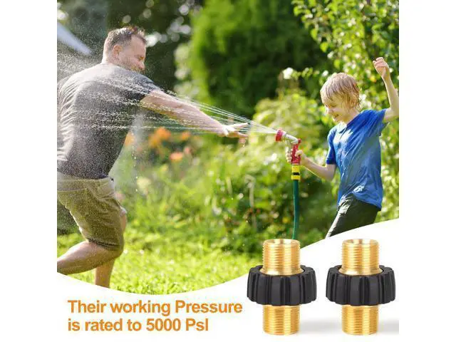 Alt view image 4 of 7 - NSI 2Pcs Pressure Washer Adapter - M22-14mm Male Fitting to Male Swivel,5000 PSI Pressure Washer Hose Thread Kit,Quick Connect Removable Shell