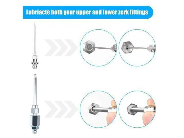 Alt view image 2 of 6 - NSI 3 Pcs Grease Gun Accessory Kit - 90° Needle Fitting Nozzle with Adapter & Injector Needle,Corrosion-Resistant for Industrial & Automotive Use or Hard-to-Reach Fittings