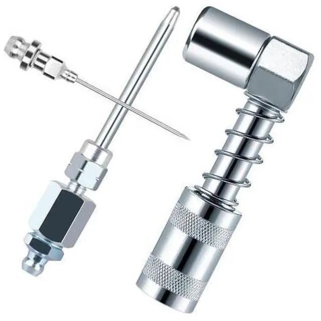 Main image of NSI 3 Pcs Grease Gun Accessory Kit - 90° Needle Fitting Nozzle with Adapter & Injector Needle,Corrosion-Resistant for Industrial & Automotive Use or Hard-to-Reach Fittings
