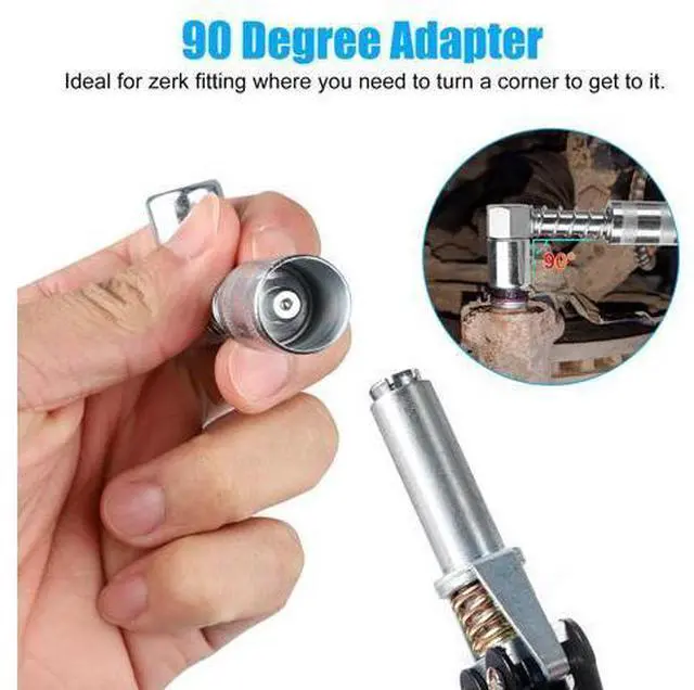 Alt view image 4 of 6 - NSI 3 Pcs Grease Gun Accessory Kit - 90° Needle Fitting Nozzle with Adapter & Injector Needle,Corrosion-Resistant for Industrial & Automotive Use or Hard-to-Reach Fittings