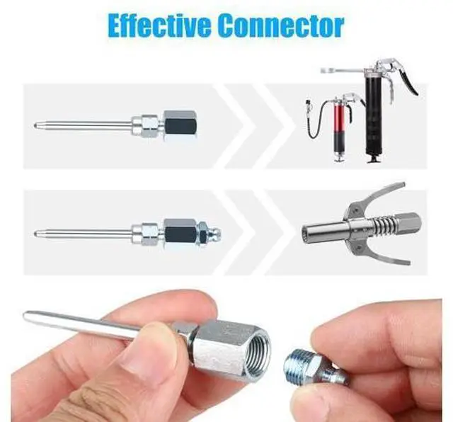 Alt view image 3 of 6 - NSI 3 Pcs Grease Gun Accessory Kit - 90° Needle Fitting Nozzle with Adapter & Injector Needle,Corrosion-Resistant for Industrial & Automotive Use or Hard-to-Reach Fittings