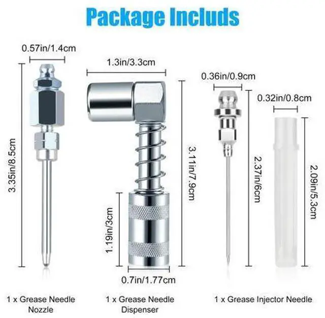 Alt view image 6 of 6 - NSI 3 Pcs Grease Gun Accessory Kit - 90° Needle Fitting Nozzle with Adapter & Injector Needle,Corrosion-Resistant for Industrial & Automotive Use or Hard-to-Reach Fittings