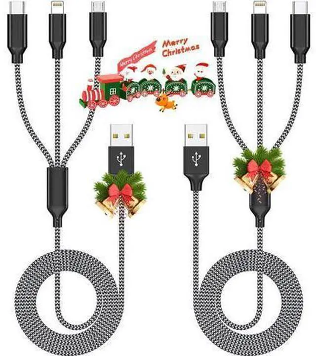 Main image of Multi Charging Cable (2Pack 4FT) USB Cable Multi Charging Cord 3 in 1 Charging Cable Nylon Braided Universal Charger Phone Charger Cord with Type-C Micro USB IP Port for iPhone16/15 Series/Phone&Pad