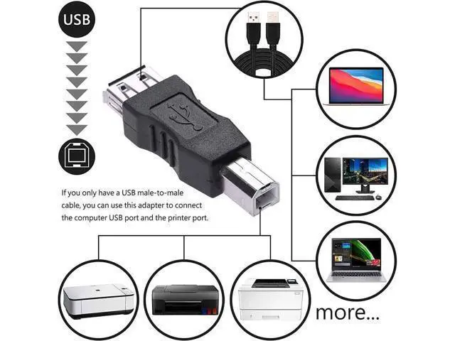 Alt view image 3 of 7 - USB A to B Adapter USB 2.0 A Female to USB B Male Printer Converter Connector Plug (F/M 2 Packs)