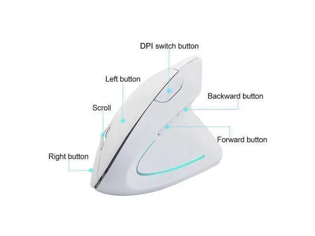 Alt view image 3 of 5 - Vertical Optical Mouse 800/1200/1600 DPI Wireless Gaming Mouse Computer Mice with Mouse Mat Mouse Pad for PC Gamer