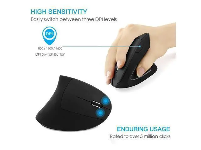 Alt view image 4 of 5 - Vertical Optical Mouse 800/1200/1600 DPI Wireless Gaming Mouse Computer Mice with Mouse Mat Mouse Pad for PC Gamer