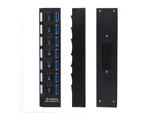 Alt view image 2 of 5 - 7 in 1 USB 3.0 HUB LED Indicator and ON/OFF Switch Super Speed Up to 5Gbps Extra Power Input USB3.0 Splitter Adapter For PC