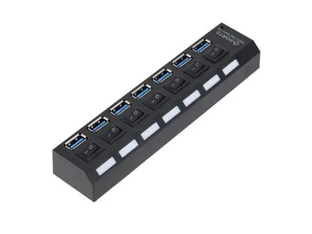 Alt view image 3 of 5 - USB Hub 3.0 USB Splitter USB 3.0 Hub Adapter Portable USB3.0 7 Ports HUB With ON/OFF Switch For PC Computer Accessories