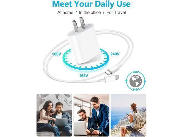 Alt view image 7 of 7 - 20W USB C Fast Charger for iPhone 15/15 Pro Max, iPad Pro 12.9/11 inch, iPad Air 5/4th, iPad 10th Gen, iPad Mini, with 6.6ft USB C to C Charging Cable