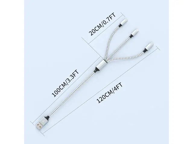 Alt view image 5 of 7 - Multi Charging Cable (2 Pack 4FT) Multi USB Charger Cable 3 in 1 Charging Cable Nylon Braided Fast Charging Cord with Type-C Micro USB Lightning IP Port for Most Phones/iPads/iPhones/Tablets