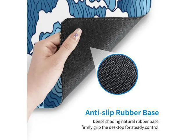 Alt view image 6 of 7 - Japanese Blue and White Wave Gaming Mouse Pad Extended Large Mouse Mat Desk Pad Stitched Edges Mousepad Long Non-Slip Rubber Base Mice Pad 31.5 X 11.8 Inch