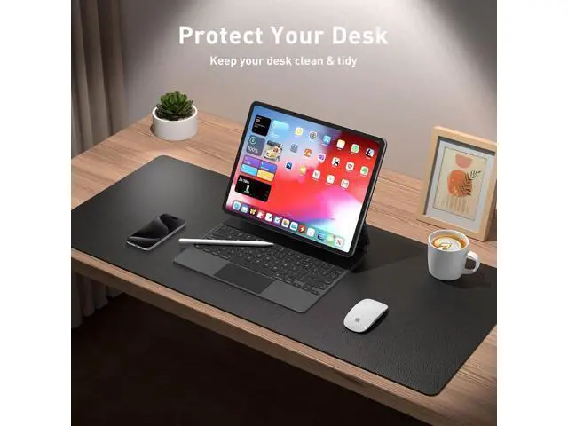 Alt view image 3 of 7 - Leather Desk Pad Protector Mouse Pad Office Desk Mat Non-Slip PU Leather Desk Blotter Laptop Desk Pad Waterproof Desk Writing Pad for Office and Home (Black 31.5 x 15.7)