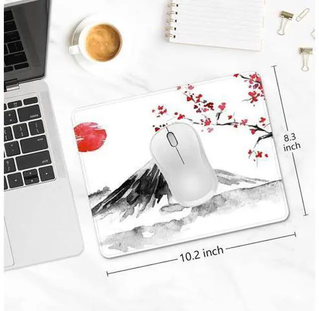 Alt view image 5 of 6 - Mouse Pad 30% Thicker Japanese Style Computer Mousepad Anti-Slip Rubber Mouse Mat with Stitched Edges for Gaming Office Laptop PC Women & Men 8 x 10 Thick 5mm Fujiyama Sakura