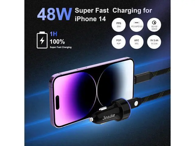 Alt view image 2 of 7 - USB C Car Charger, 48W Type C Car Phone Charger Adapter Cigarette Lighter Super Fast Charging PD 3.0 QC Dual Port Cargador for iPhone 15/14/13, Samsung Galaxy S23/S22, Google Pixel 8/7