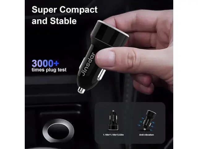Alt view image 5 of 7 - USB C Car Charger, 48W Type C Car Phone Charger Adapter Cigarette Lighter Super Fast Charging PD 3.0 QC Dual Port Cargador for iPhone 15/14/13, Samsung Galaxy S23/S22, Google Pixel 8/7