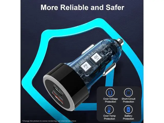 Alt view image 6 of 7 - USB C Car Charger, 48W Type C Car Phone Charger Adapter Cigarette Lighter Super Fast Charging PD 3.0 QC Dual Port Cargador for iPhone 15/14/13, Samsung Galaxy S23/S22, Google Pixel 8/7