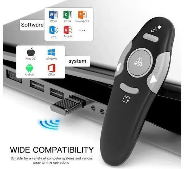 Alt view image 2 of 7 - Presentation Clicker Wireless Presenter Remote Clicker for PowerPoint Presentation Remote PPT PowerPoint Clicker Slide Clickers for Mac/Windows/Linux Computer/Laptop Google Slide/PPT/Keynote