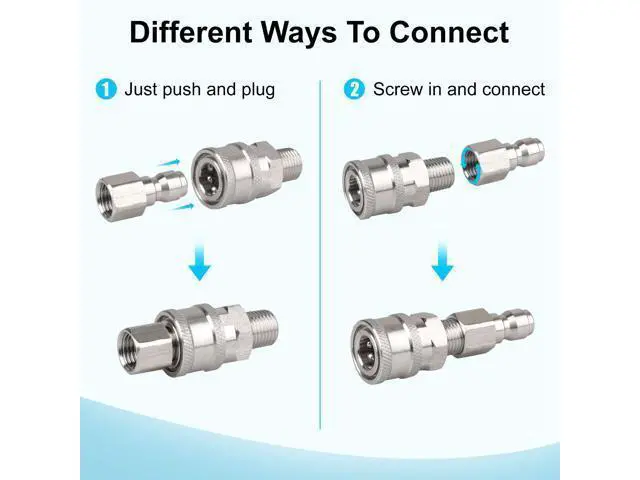 Alt view image 4 of 7 - NSI 4Pcs 1/4 Inch Pressure Washer Coupler Quick Connect Plug - Pressure Washer Quick Connect Kit,Stainless Steel Male & Female Quick Connector Kit,Pressure Washer Adapters Hose Quick Connector