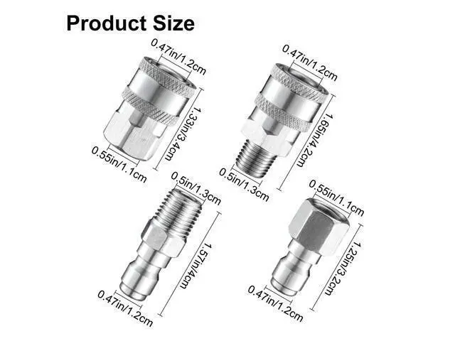 Alt view image 6 of 7 - NSI 4Pcs 1/4 Inch Pressure Washer Coupler Quick Connect Plug - Pressure Washer Quick Connect Kit,Stainless Steel Male & Female Quick Connector Kit,Pressure Washer Adapters Hose Quick Connector