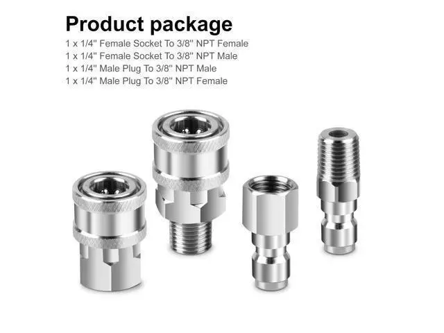 Alt view image 7 of 7 - NSI 4Pcs 1/4 Inch Pressure Washer Coupler Quick Connect Plug - Pressure Washer Quick Connect Kit,Stainless Steel Male & Female Quick Connector Kit,Pressure Washer Adapters Hose Quick Connector