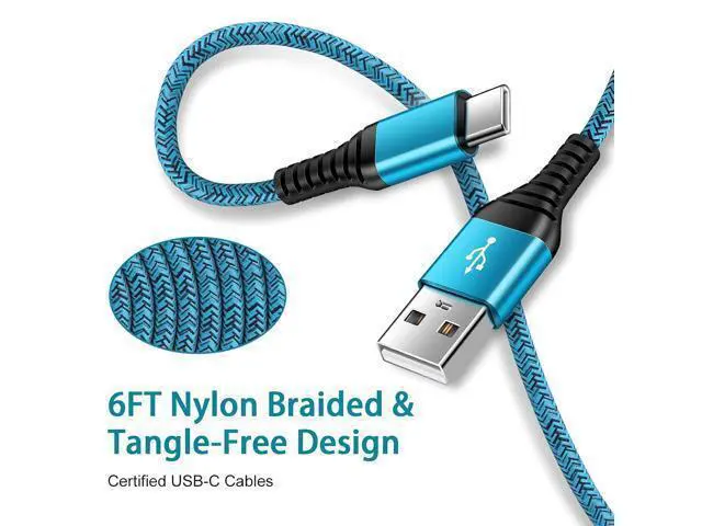 Alt view image 3 of 7 - C Charger Cord Fast Charging USB Type C Cable Android Charger Cables 6FT 2Pack for Samsung Galaxy S24 S23 S22 S21 S20 Ultra S20+ Note 20 10 S10 S9 Plus A12 A11 A52 OnePlus Google Pixel 6 5 4 4a 3a XL
