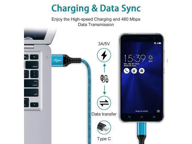 Alt view image 5 of 7 - C Charger Cord Fast Charging USB Type C Cable Android Charger Cables 6FT 2Pack for Samsung Galaxy S24 S23 S22 S21 S20 Ultra S20+ Note 20 10 S10 S9 Plus A12 A11 A52 OnePlus Google Pixel 6 5 4 4a 3a XL