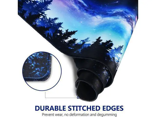 Alt view image 2 of 7 - Extended Gaming Mouse Pad XL Large Keyboard Mouse Mat Desk Pad with Stitched Edges Durable Non-Slip Base Mousepad for Home Office Work 35x15.7inch Forest Moon Sky