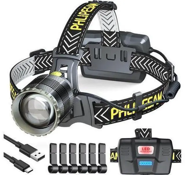 Main image of 150000LM 50W Headlamp & 60H Standby Battery Time Head lamp with Motion Sensor Zoomable Function 90Angle Adjustable Head Light & Widened Headband for Hiking Hunting Camping Hardhat
