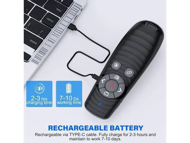 Alt view image 6 of 7 - Presentation Clicker Wireless Presenter Remote Clicker for 2-in-1 USB Type C Powerpoint Clicker with Pointer Rechargeable Presentation Pointer PPT Slide Advancer for Mac/Google Slide/Keynote