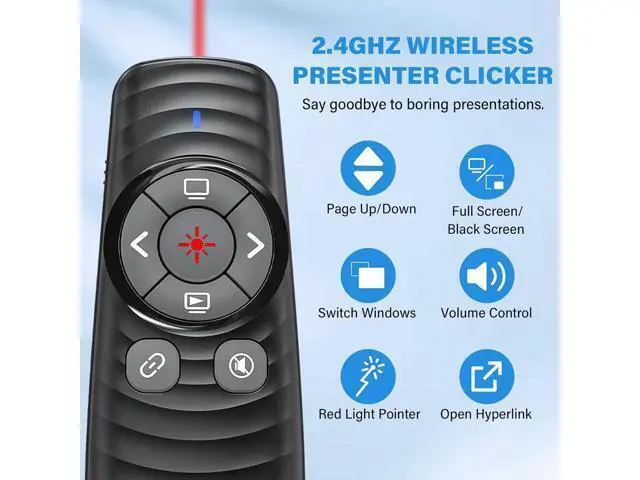 Alt view image 2 of 7 - Presentation Clicker Wireless Presenter Remote Clicker for 2-in-1 USB Type C Powerpoint Clicker with Pointer Rechargeable Presentation Pointer PPT Slide Advancer for Mac/Google Slide/Keynote